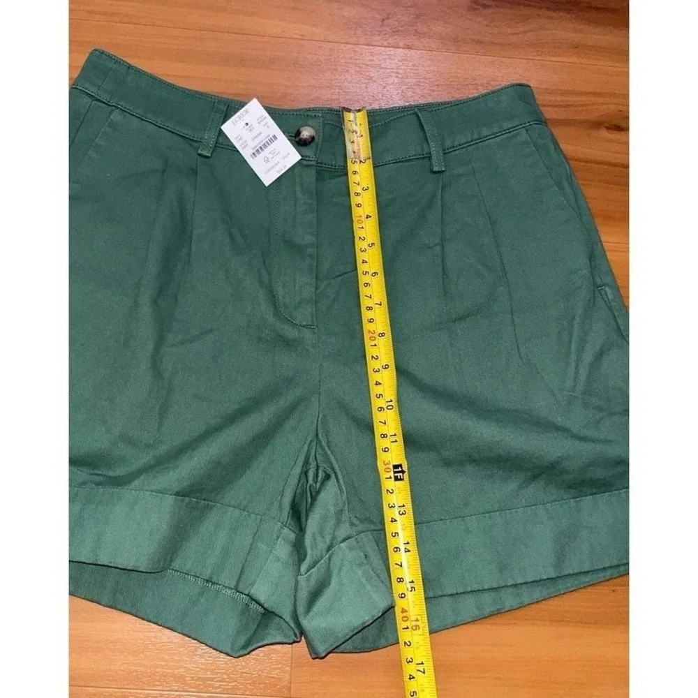 Womens  NWT J.Crew Factory Pleated Green‎ Casual Cotton Chino Shorts
